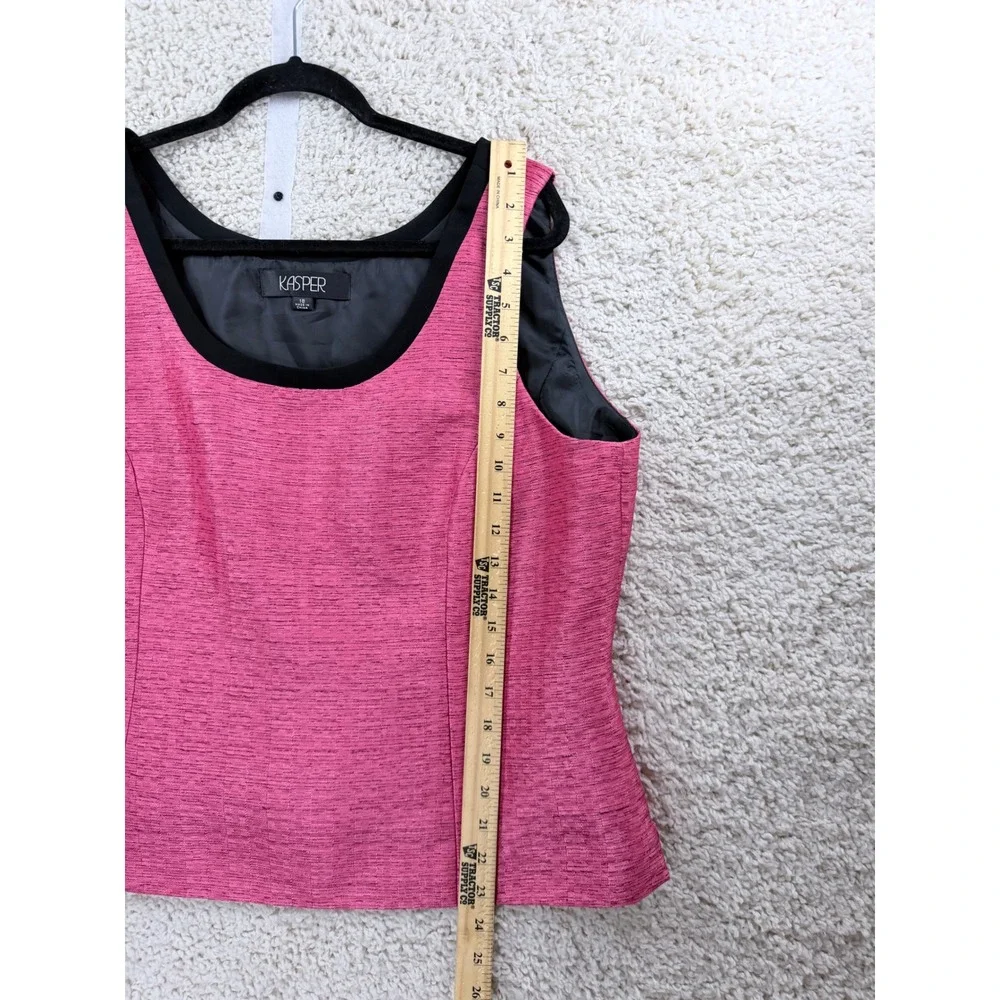 Kasper Blazer & Top Set Womens 18 Pink Excellent Textured Contrast Trim Suit